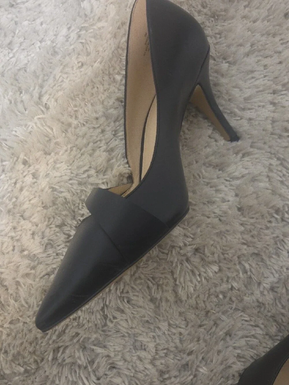 Nine West Black Pointed D'Orsay Flats with Cutout Strap